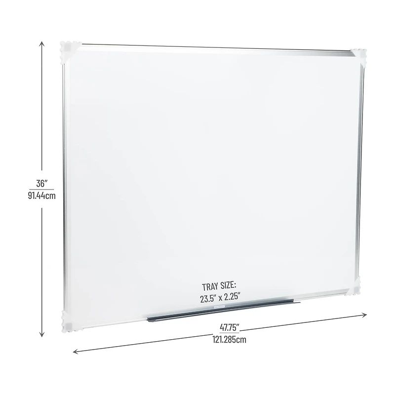 Mind Reader Dry Erase Magnetic White Board, Wall Mount, Eraser Marker Shelf, Planner, White