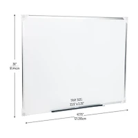 Mind Reader Dry Erase Magnetic White Board, Wall Mount, Eraser Marker Shelf, Planner, White