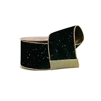 2.5" x 20ft. Green & Gold Wired Velvet Ribbon by Celebrate It®