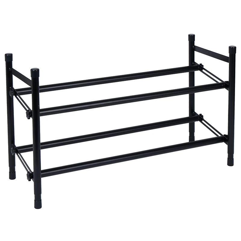 Organize It All Black 25" 2 Tier Expandable Shoe Rack