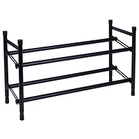 Organize It All Black 25" 2 Tier Expandable Shoe Rack