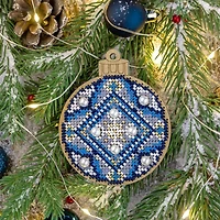 Wonderland Crafts Blue Ornament Bead Embroidery on Wood Kit