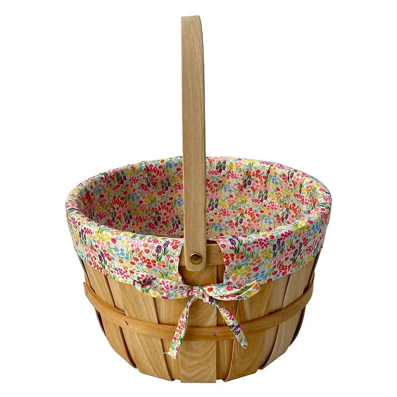Floral Fabric Lined Chipwood Easter Basket by Ashland