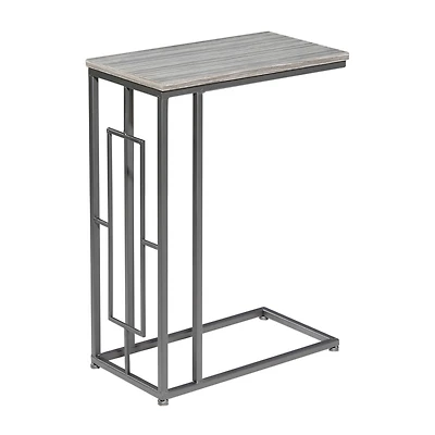 2ft. Gray Iron and Wood Contemporary Accent Table