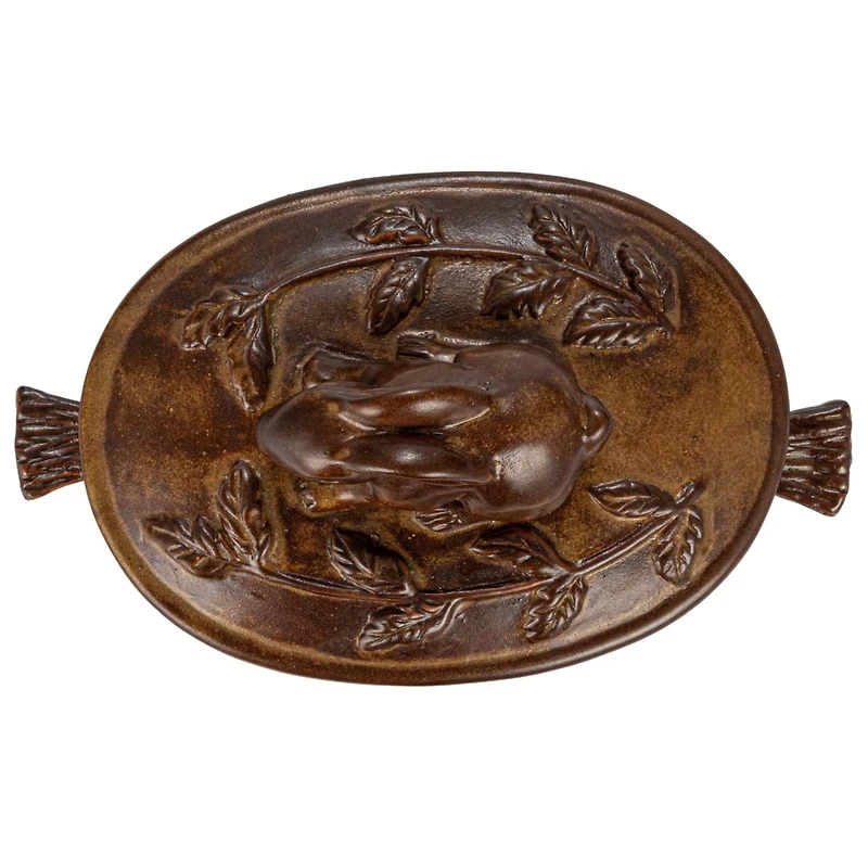 Hello Honey® Matte Brown Stoneware Baker with Rabbit Design