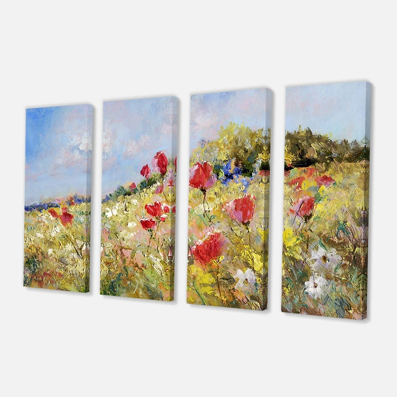 Designart - Painted Poppies on Summer Meadow