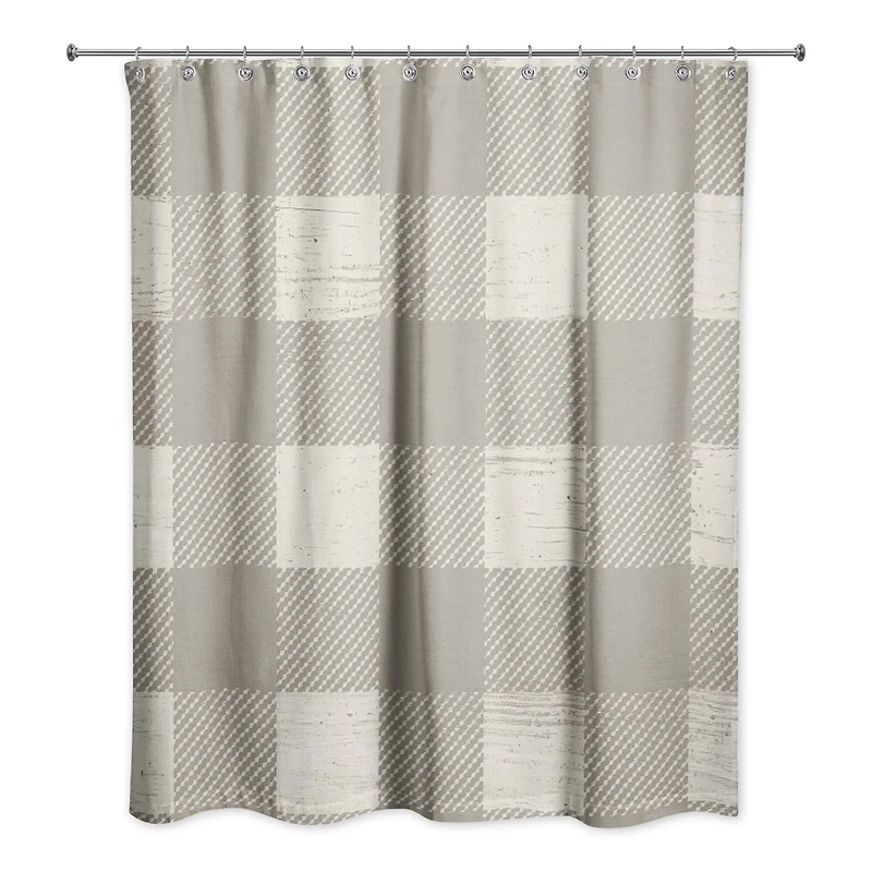 Taupe Buffalo Check Shower Curtain