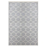 Gray & Beige Honeycomb Pattern Rectangular Outdoor Area Rug, 4ft. x 6ft.