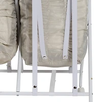 Honey Can Do White/Natural Double Bounce Back Hamper with Wheels and Lid