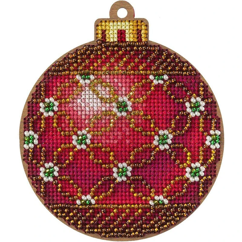 Wonderland Crafts Red & Green Ornament Cross-Stitch Kit