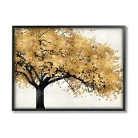 Stupell Industries Traditional Tree with Autumn Leaves over Neutral in Black Frame Wall Art