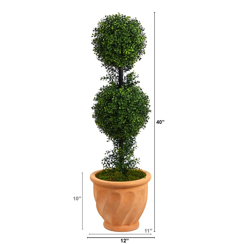 3.5ft. Boxwood Double Ball Topiary Artificial Tree in Terra Cotta Planter