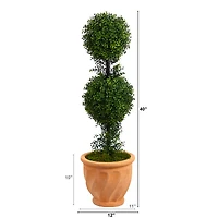 3.5ft. Boxwood Double Ball Topiary Artificial Tree in Terra Cotta Planter