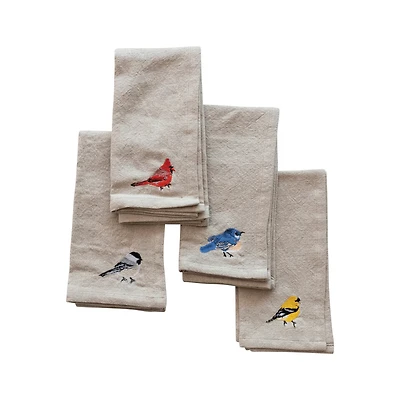 Hello Honey® 18" Cotton & Linen Embroidered Bird Napkin Set