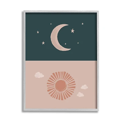 Stupell Industries Night Sky over Sunny Day Muted Tones in Gray Frame Wall Art