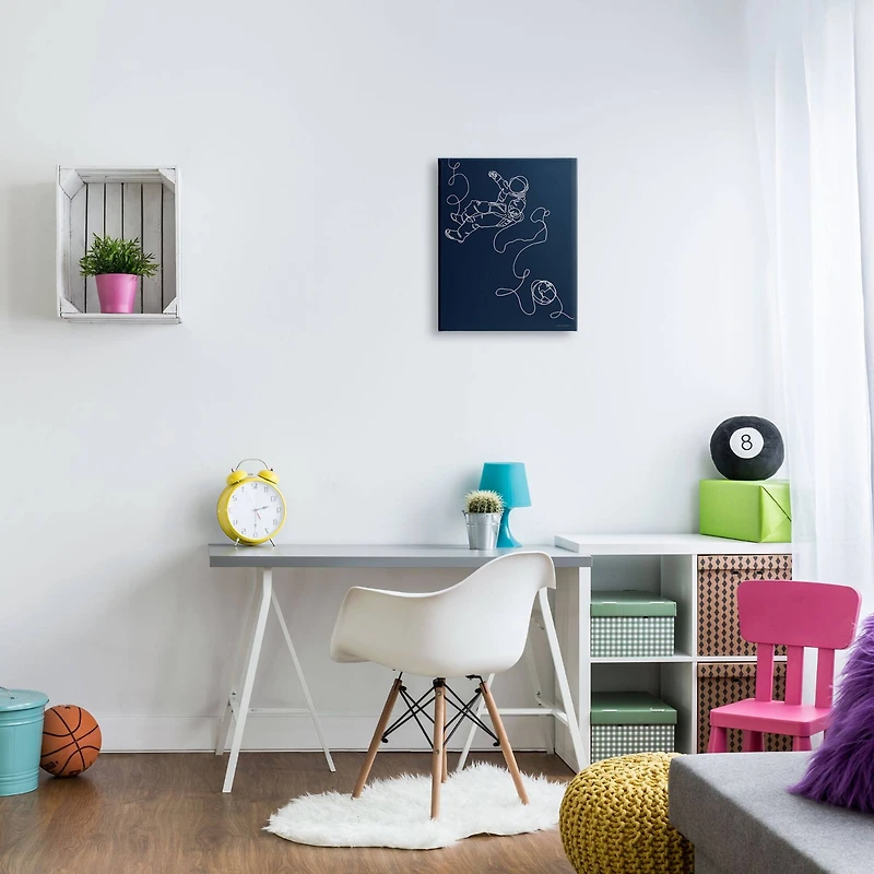 Stupell Industries Astronaut in Outer Space Over Earth Line Drawing Canvas Wall Art