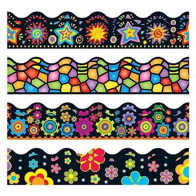 Trend Enterprises® Terrific Trimmers® Brights on Black Border Variety Pack, 312ft.