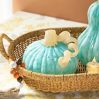 Glitzhome® 6" Fall Turquoise Round Glass Pumpkin