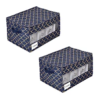 Honey Can Do Golden Scallop Print Stemware Storage Box Set