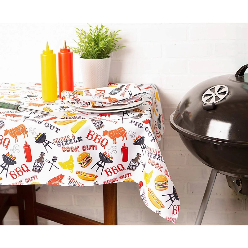 BBQ Fun Print Outdoor Tablecloth 60" x 84"