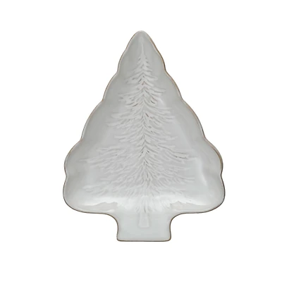 Hello Honey® 8.75" White Reactive Glaze Stoneware Tree-Shaped Plate