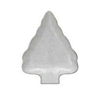 Hello Honey® 8.75" White Reactive Glaze Stoneware Tree-Shaped Plate