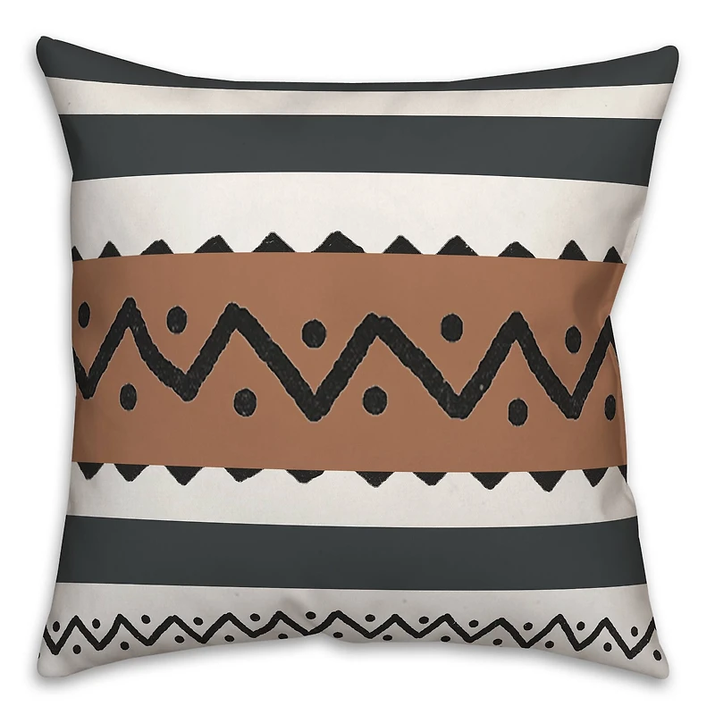 Brown Black Tribal 18" x 18" Throw Pillow