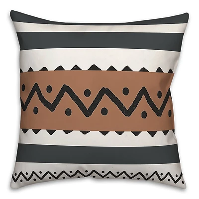 Brown Black Tribal 18" x 18" Throw Pillow