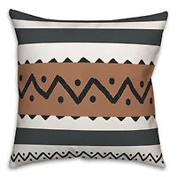 Brown Black Tribal 18" x 18" Throw Pillow