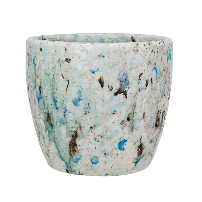 Hello Honey® 7.5" Blue Crackle Glaze Terra Cotta Planter