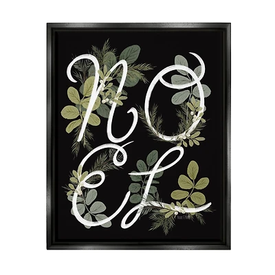 Stupell Industries Noel Intertwined Botanical Leaves Framed Floater Canvas Wall Art