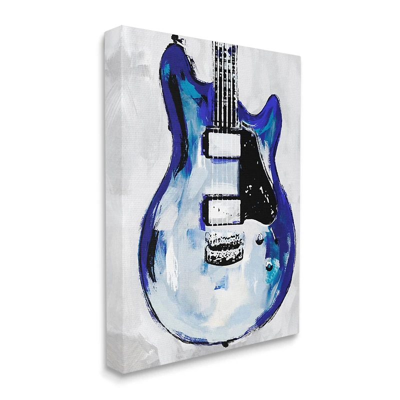 Stupell Industries Abstract Rock Guitar Body Modern Blue Painting Canvas Wall Art