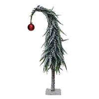 Hello Honey 14" Snow Finish Faux Evergreen Tree with Wood Base