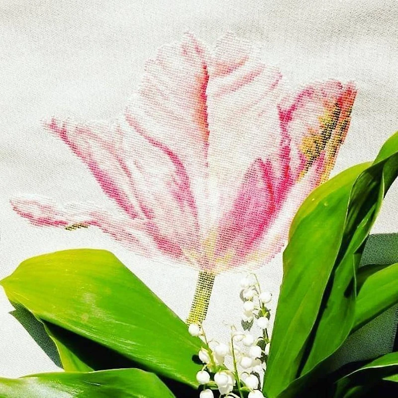 Alisa Tulips. Light Pink Cross Stitch Kit