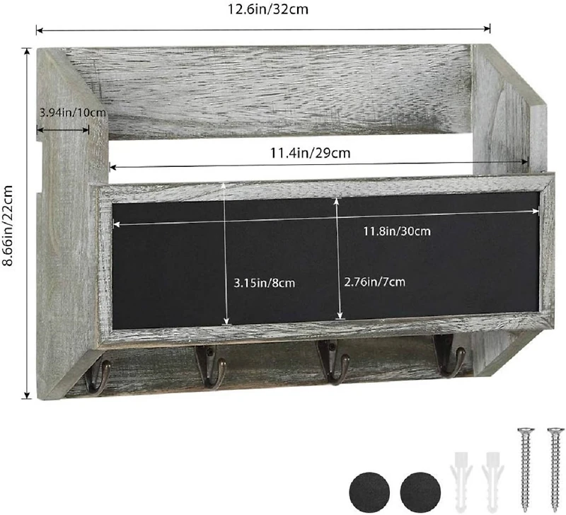 NEX™ Wall Mount Mail & Key Holder Organizer with Chalkboard Surface