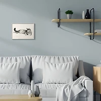 Stupell Industries Sleeping Striped Cat Minimal Relaxed Pet in Gray Frame Wall Art