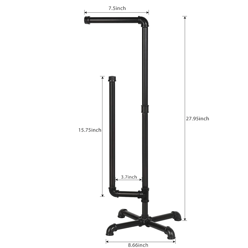 Black Freestanding Toilet Paper Cast Iron Pipe Stand