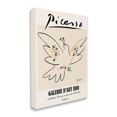 Stupell Industries Classical Abstract Picasso Peace Dove Bird Linework Canvas Wall Art
