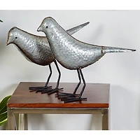 Gray Metal Farmhouse Bird Sculpture Set
