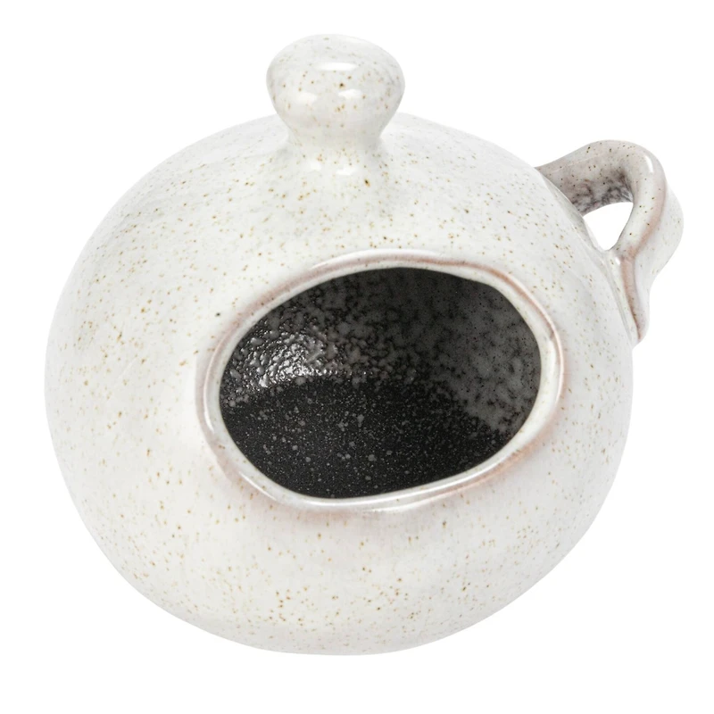 Hello Honey® 5.5" Cream Stoneware Salt Jar with Wood Spoon & Coaster