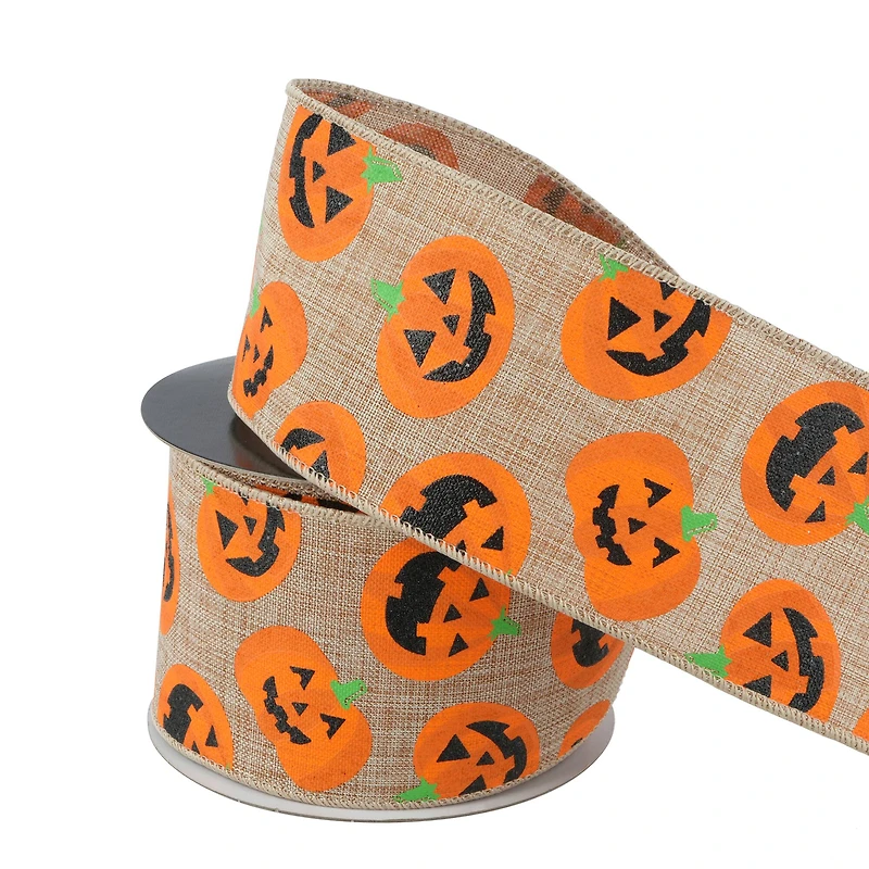 2.5" x 20ft. Pumpkin Wired Faux Burlap Ribbon by Celebrate It® Halloween
