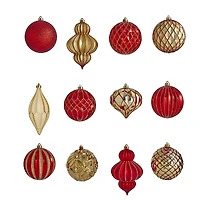 12ct. 4" Red & Gold Shatterproof Luxe Ornament Set