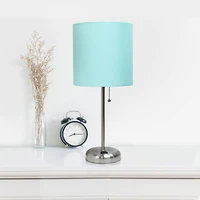 LimeLights 19.5" Stick Lamp with Charging Outlet and Fabric Shade