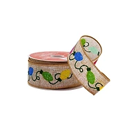 1.5" x 30ft. String Lights Wired Faux Linen Ribbon by Celebrate It®