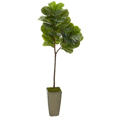5.5ft. Fiddle Leaf Artificial Tree in Green Planter