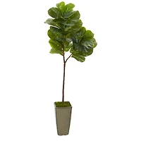 5.5ft. Fiddle Leaf Artificial Tree in Green Planter
