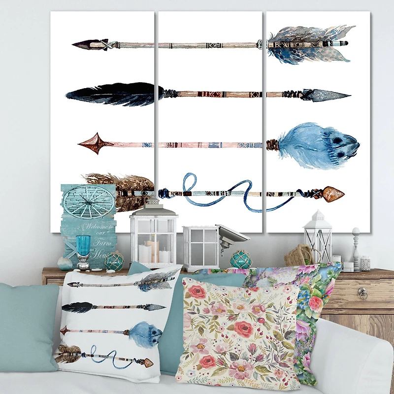 Designart - Ethnic Feathers and Flowers On Native Arrows IV