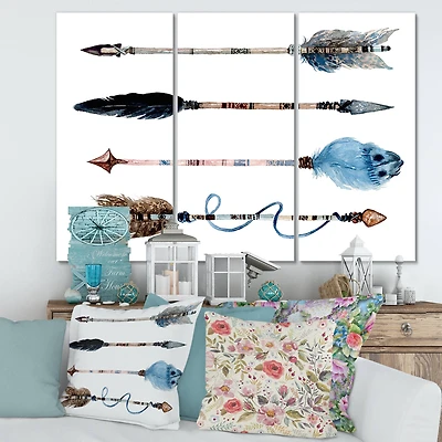 Designart - Ethnic Feathers and Flowers On Native Arrows IV