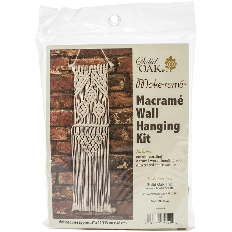 Solid Oak Make-ramé™ Three Leaves Mini Macramé Wall Hanging Kit