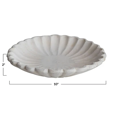 Hello Honey® 10" Whitewash Decorative Wood Dish with Scalloped Edge